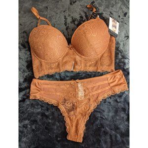FRENCH AFFAIR BROWN PUSH UP BRA SET